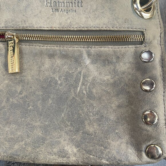 Hammitt Las Angeles, distressed leather gray, 7" x 8" cross body bag - Picture 3 of 13